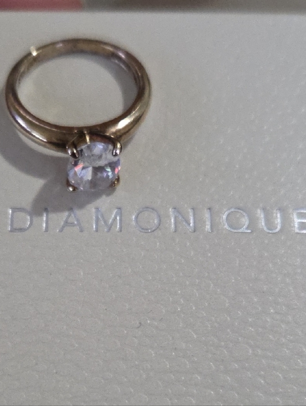Diamonique Gold Clad 925 2ct Oval CZ Diamonique Solitaire Ring Size 6